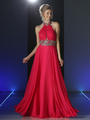CD-PC905 Halter Neck Evening Dress with Keyhole  - Fuchsia, Front View Thumbnail