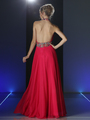 CD-PC905 Halter Neck Evening Dress with Keyhole  - Fuchsia, Back View Thumbnail