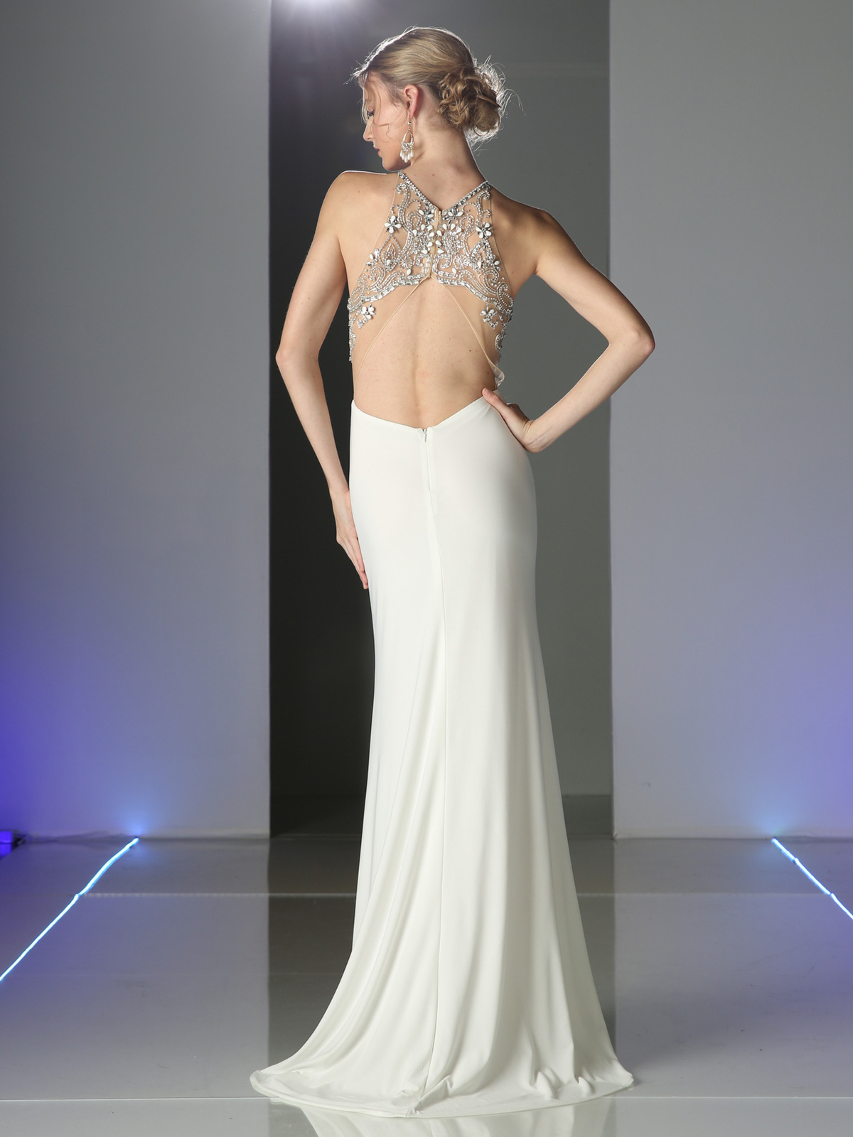 Jeweled Strap Halter Top Evening Dress | Sung Boutique L.A.
