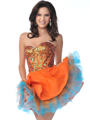 CD1818 Strapless Corset Sequin Top Short Prom Dress - Orange, Front View Thumbnail