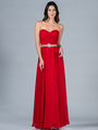 CJ87 Ruched Knotted Evening Dress - Red, Front View Thumbnail