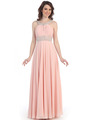 CN1313 Halter Neck Chiffon Evening Dress - Blush, Front View Thumbnail