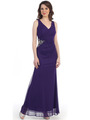 CN1390 Side Embellished Chiffon Evening Dress - Purple, Front View Thumbnail