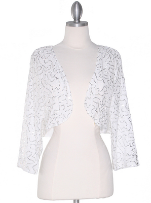COTN-812 Off White Sequin Bolero , Off White
