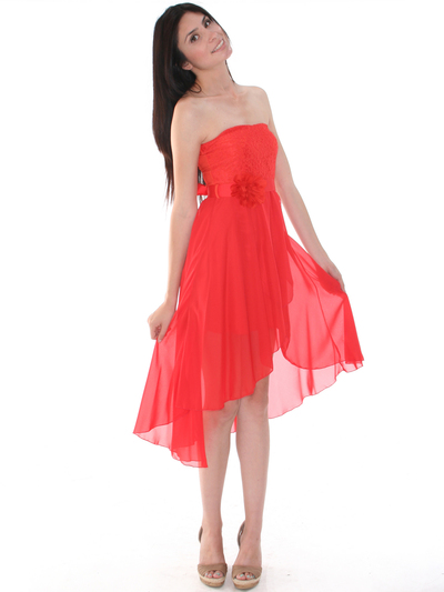 CP2209-lace Lace Top Chiffon High-low Cocktail Dress - Orange, Alt View Medium
