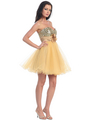 D8000 Sequin Top Sweetheart Cocktail Dress - Gold, Alt View Thumbnail