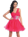 D8030 One Shoulder Sweetheart Homecoming Dress - Fuschia, Front View Thumbnail