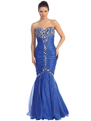 D8248 Jeweled Tafetta Mermaid Prom Dress, Royal Blue