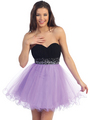 D8283 Dual Colors Homecoming Dress - Black Lilac, Front View Thumbnail