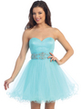 D8420 Sweetheart Short Homecoming Dress - Aqua, Front View Thumbnail