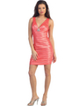 D8434 Body-Con Cocktail Dress - Coral, Front View Thumbnail
