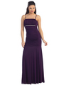 D8485 Ruched Fit and Flare Evening Dress - Purple, Front View Thumbnail