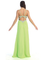 D8487 Sweetheart Spaghetti Strap Evening Dress - Neon Green, Back View Thumbnail