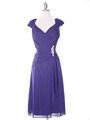 D8488 Cap-sleeve Cocktail Dress - Purple, Front View Thumbnail