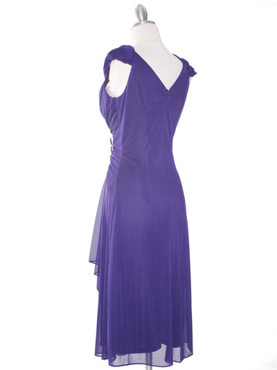 D8488 Cap-sleeve Cocktail Dress - Purple, Back View Medium