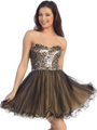 D8491 Animal Print Sequin Top Party Dress - Gold, Front View Thumbnail