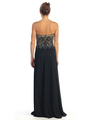 D8611 Strapless Sweetheart Evening Dress with Beads - Black, Back View Thumbnail