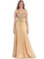 D8622 Strapless Sweetheart Prom Dress - Gold, Front View Thumbnail