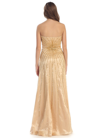D8622 Strapless Sweetheart Prom Dress - Gold, Back View Medium