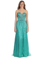 D8622 Strapless Sweetheart Prom Dress - Teal, Front View Thumbnail