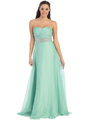 D8663 Strapless Chiffon Prom Gown - Mint, Front View Thumbnail