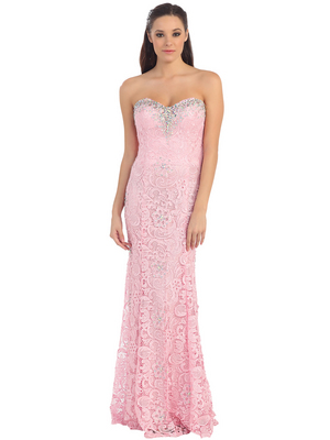 D8666 Sweetheart Fit and Flare Evening Prom Dress, Pink