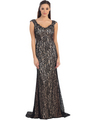 D8670 Lace Evening Dress  - Black, Front View Thumbnail