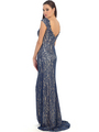 D8670 Lace Evening Dress  - Navy, Alt View Thumbnail