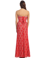 D8692 Strapless Sweetheart Lace Evening Dress - Red, Back View Thumbnail