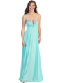 D8693 Plunging Strapless Prom Dress - Mint, Front View Thumbnail