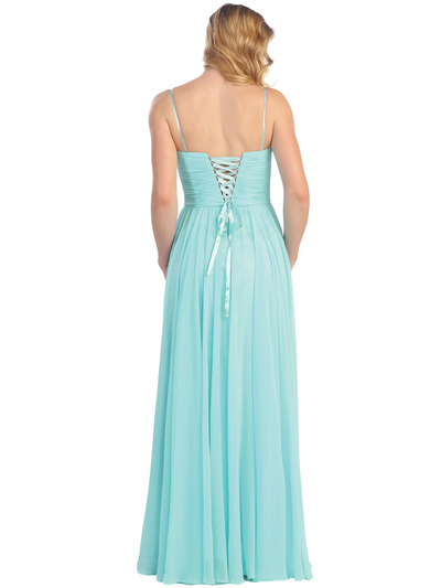 D8693 Plunging Strapless Prom Dress - Mint, Back View Medium
