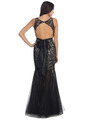 D8851 Lace Overlay Sleeveless Prom Dress - Black, Back View Thumbnail