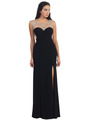 D8868 Embellished Illusion Sweetheart Formal Dress - Black, Front View Thumbnail