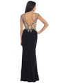 D8923 Embellished Bodice Prom Dress - Black, Back View Thumbnail