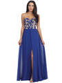 D8949 Embroidery Sweetheart Formal Dress - Royal Blue, Front View Thumbnail
