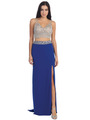 D9017 Two piece Formal Dress - Royal Blue, Front View Thumbnail