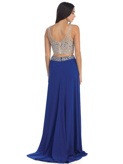 D9017 Two piece Formal Dress - Royal Blue, Back View Medium