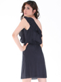 DN8080 One Shoulder Ruffle Cocktail Dress - Black, Back View Thumbnail