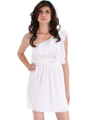 DN8080 One Shoulder Ruffle Cocktail Dress - Ivory, Front View Thumbnail