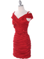 E1608 Red Taffeta Cocktail Dress - Red, Alt View Thumbnail