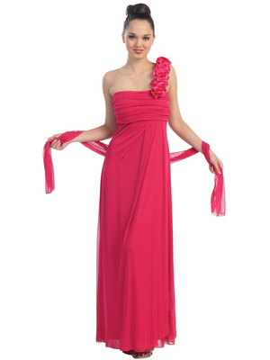 E1701 One Shoulder Bridesmaid Dress, Fuschia