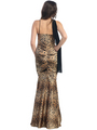 E1717 Animal Print Mermaid Style Evening Dress - Black Cheetah, Back View Thumbnail