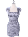 E1808 Silver Cocktail Dress with Bolero - Silver, Front View Thumbnail