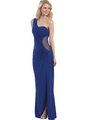E1843 One Shoulder Evening Dress - Royal Blue, Front View Thumbnail