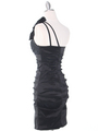 E1893 One Shoulder Rosette Cocktail Dress. - Black, Back View Thumbnail