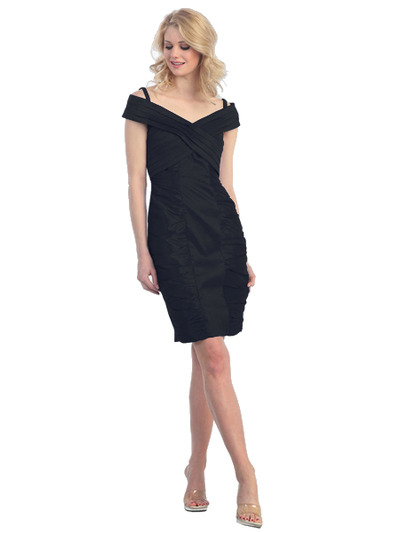 E1895 Red Cocktail Dress - Black, Front View Medium