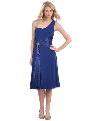 E1898 One Shoulder Cocktail Dress, Royal Blue