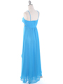 E1913 High Low Chiffon Cocktail Dress - Turquoise, Back View Thumbnail