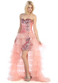 E2333 High Low Sequin Prom Dress - Pink, Front View Thumbnail
