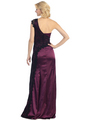 E2421 Satin and Lace Evening Dress with Slit - Purple Black, Back View Thumbnail